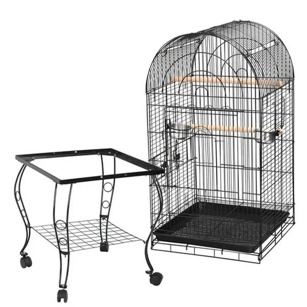 Zeny 64" Stable Arc-Shape Rolling Birdcage with Open Play Top, European-Style Parrot House for Small Parrots, Easy-Cleaning Bird Supplies, Parakeet Cage Setup