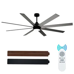 Modern 8-Blade Ceiling Fan with Light and Remote - Quiet Energy Efficient Motor - Iron & Aluminum Construction - Bedroom Ceiling Fan