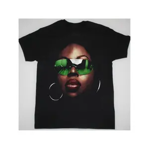 Angie Stone Face Classic Short Sleeve Black All Size T-Shirt PP360 Large-sized T-shirt - Comfortable and loose-fitting
