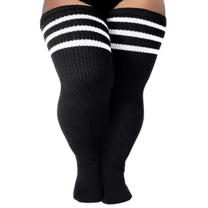 Plus Size compressionsocks Over-the-Knee Socks for Women – Warmer Option,Long, Tall, Tube Socks in Cotton for Halloween Athletic Black And White