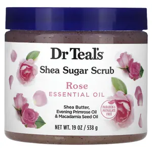 Dr. Teal's Shea Sugar Scrub, Rose Essential Oil, 19 oz (538 g)