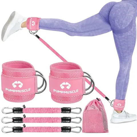 Ankle Resistance Bands with Cuffs, 1 Set Ankle Bands for Working Out, Glutes Workout Equipment, Ankle Weights, Butt Exercise Fitness Equipment for Women and Booty, Gym Accessories, Leg Training Equipment, Home Workout, Workout Gear