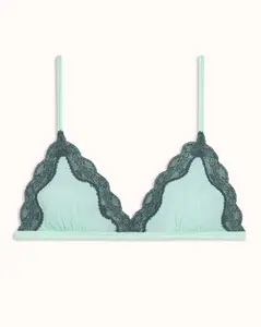 Mesh Triangle Bralette in Aqua Frost - Sheer Breathable Fabric 4-Way Stretch Comfortable Minimal Coverage Effortless Off-Duty Sexy Bra