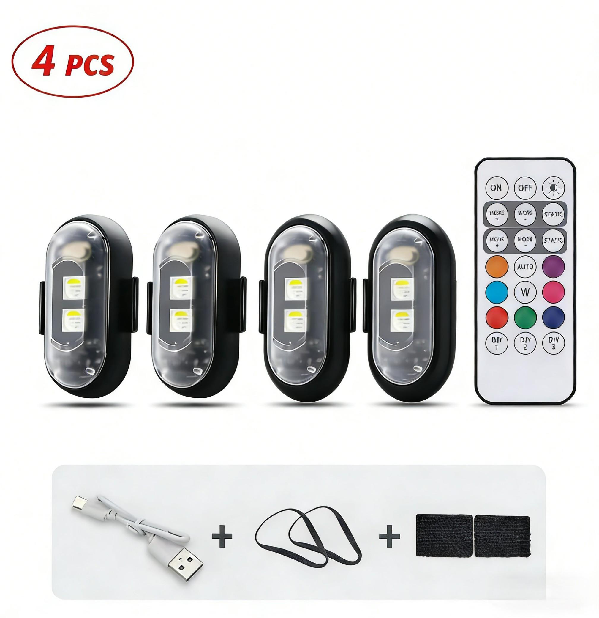 Aircraft Style LED Strobe Lights, Wireless Remote Control RGB 7-Color Anti-Collision Warning Lights, Rechargeable Flashing Beacon for Motorcycle Car Bike ATV, Must-Have Safety Gadget for Riders & Drivers Aircraft Style LED Strobe Lights, Wireless Remote Control RGB 7-Color Anti-Collision Warning Lights, Rechargeable Flashing Beacon for Motorcycle Car Bike ATV, Must-Have Safety Gadget for Riders & Drivers