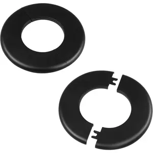 2Pcs Wall Split Flange for 2.5"/64mm Diameter Pipe ABS Round Self-Adhesive Escutcheon Plates 5.1"/130mm OD Plumbing Cover Plates for Water Pipe Faucet Wall Hole Decoration Accessories (Black)