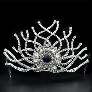 Women Imitation Rhodium Brass Tiaras & Hair Clip with Top Grade Crystal in Montana