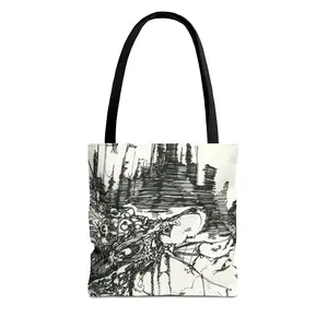 Hand Illustrated, Space Odyssey Series - Crash on Arachnus Artistic Tote Bag for Everyday Use, Stylish Tote for Shopping, Matching accessory iPhone Case (not included), Unique Gift for Art Lovers, Modern Minimalist Bag, Futuristic, Sci Fi