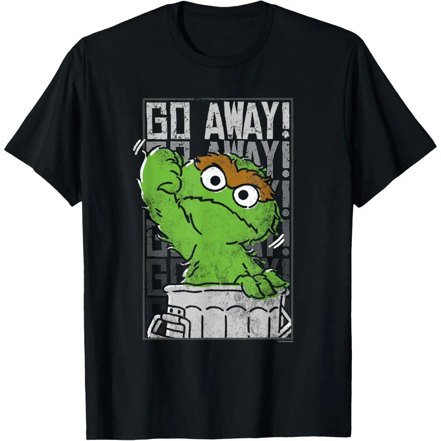 Crewneck Short Sleeve Cotton Tee, Sesame Street Oscar the Grouch Go Away Cartoon Casual Daily Graphic Top