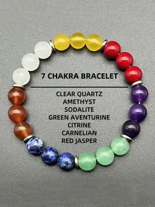 Seven-Color Beaded Hand String Sea Blue Quartz Crystal Bracelet, Bamboo Joint Agate Stone Jewelry Accessory