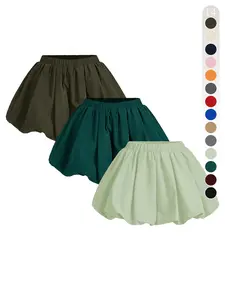 Women's Solid Color Bubble Skirt, Casual Fashion Short Skirt for Daily Wear, Ladies Bottoms for All Seasons