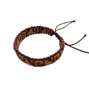 Hand-woven Macrame Bracelet with Geometric Design, Adjustable, Unisex