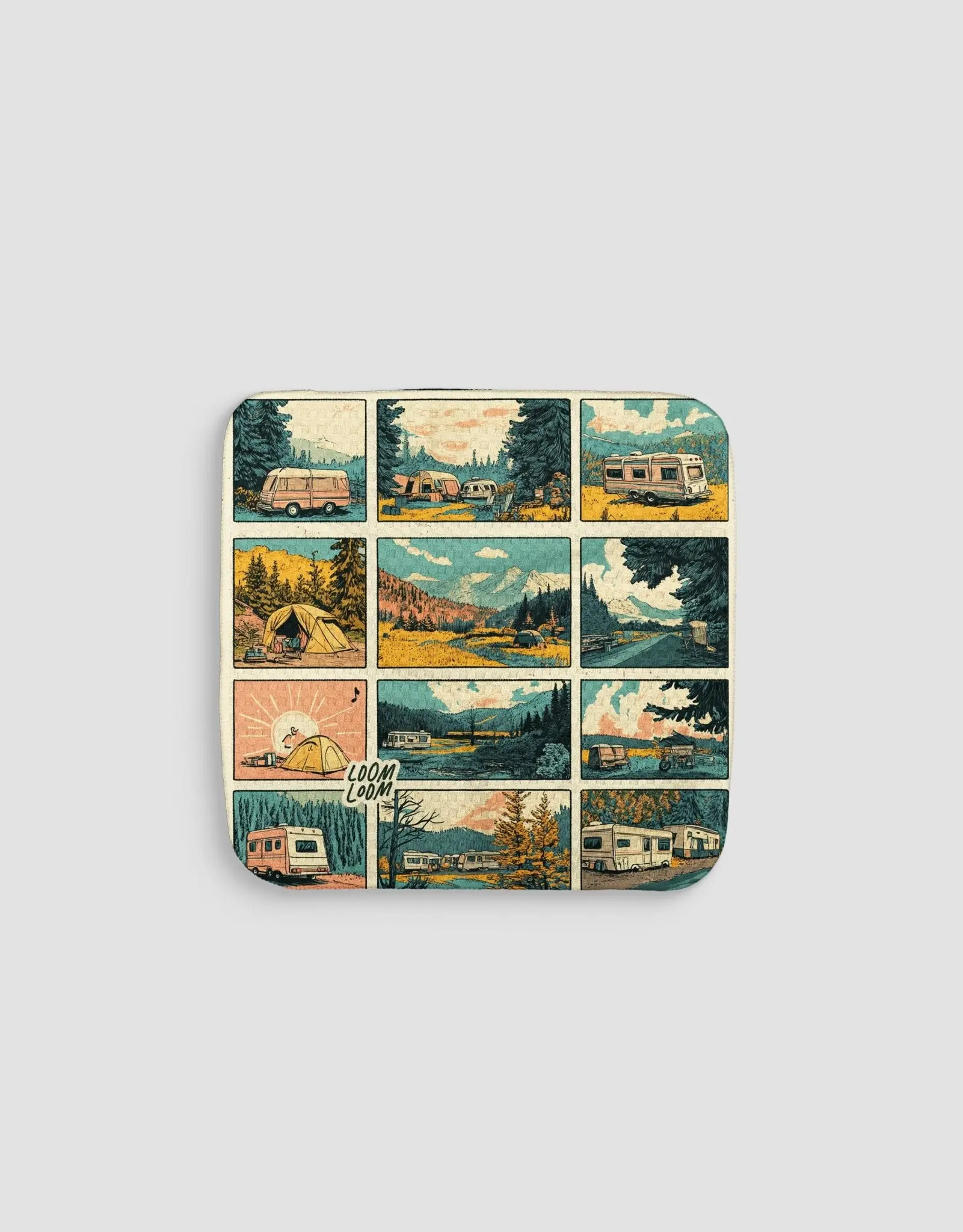 Camping Frames Dishcloth Set - Double-Sided Print, Quick-Dry, Absorbent, Water-Absorbent Kitchen Cleaning Cloths, Artwork