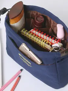 Waterproof Canvas Makeup Bag Organizer, Large Capacity Cosmetic Storage Pouch, Portable Travel Toiletry Bag Insert