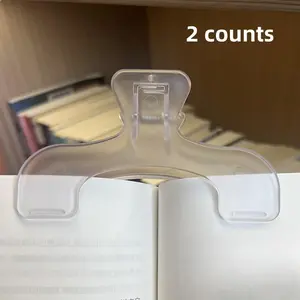 Transparent Book Holder, 2 Counts Multifunctional Thickened Book Stand, Student Book Fixing Clip, Anti-flip Book Clip, Stationery Supplies