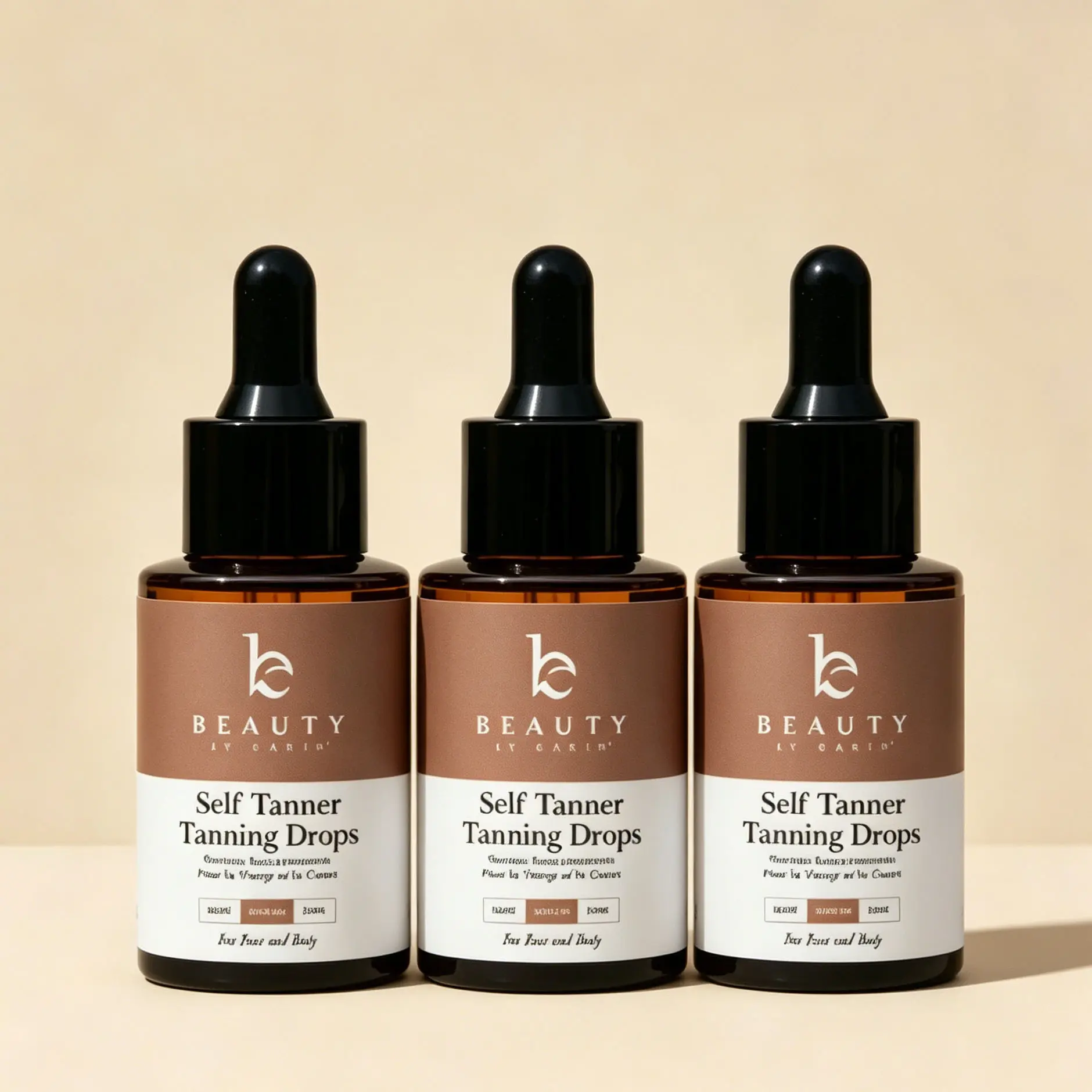3PCS Beauty by Earth Self-Tanning Drops - The best customizable tanning drops for face and body, creating a natural golden bronze with no sun glow. Suitable for all skin types, animal-free.