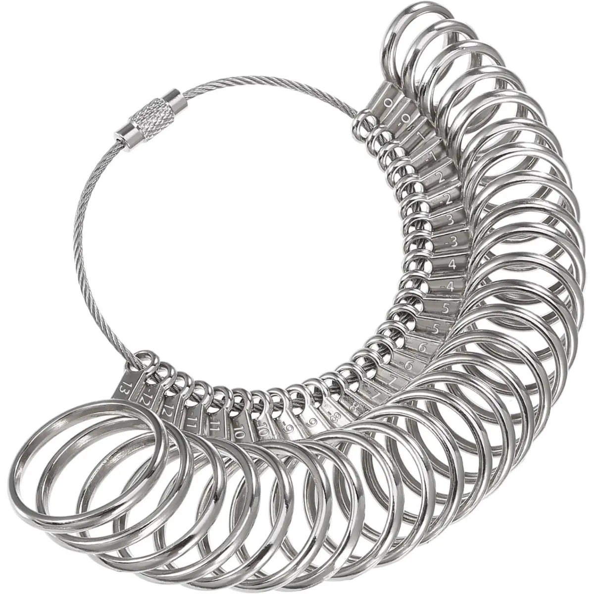 Stainless Steel Jewelry Ring Gauges - Finger Sizer Measuring Tool, 27 Pcs with Size 1-13 Including Half Sizes