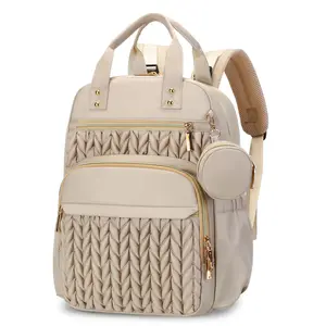 Waterproof Mommy Diaper Backpack Large Capacity Baby Travel Bag with Multi Compartments Insulated Bottle Holder Changing Pad USB Port Anti-Theft Padded Straps for Mom Dad Multifunctional Quilted Design Bear Rabbit