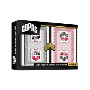 Copag WSOP 2024 Traditional 100% Plastic Playing Cards – Bridge Size Regular Index (Red/Black Double Deck Set)