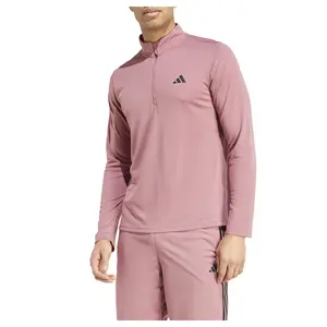 adidas Mens Train Essential Quarter Zip Shirt Training Casual Tops Casual - Pink