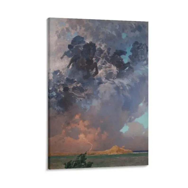 Storm Cloud Horsemen Canvas Art Print Dramatic Thunder Sky Wall Art Surreal Horses in Clouds Moody Landscape Vintage Style Home Decor