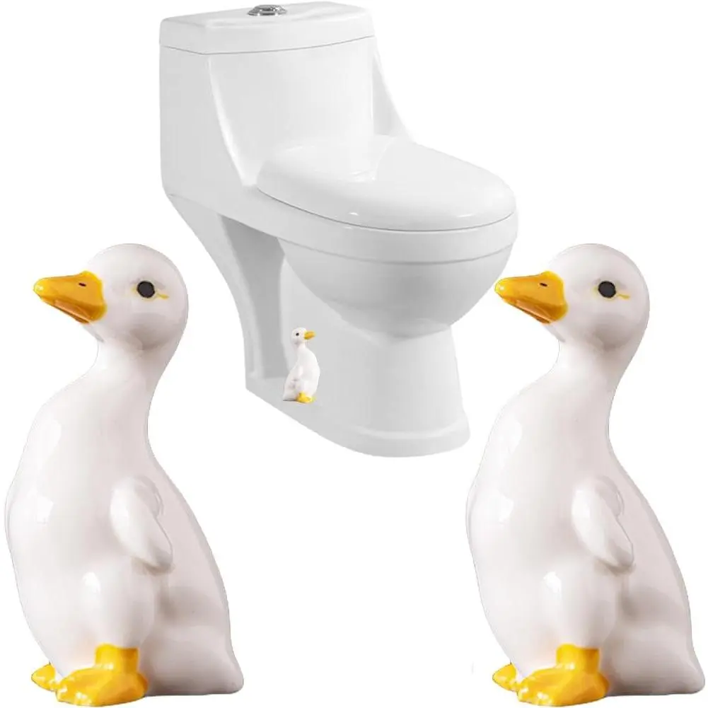 Set of 2 Duck Toilet Bolt Covers Decorative Toilet Screw Cover Caps, Ceramic Toilet Bolt Caps, Toilet Caps for Bottom of Toilet, Cute Toilet Screw Covers for Bathroom Decor, Easy to install (Standing)