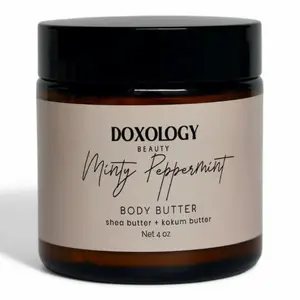 Doxology Beauty, Minty Peppermint Body Butter with Kokum Butter, Shea Butter & Jojoba Oil for Hydration and Revitalization Moisturizer
