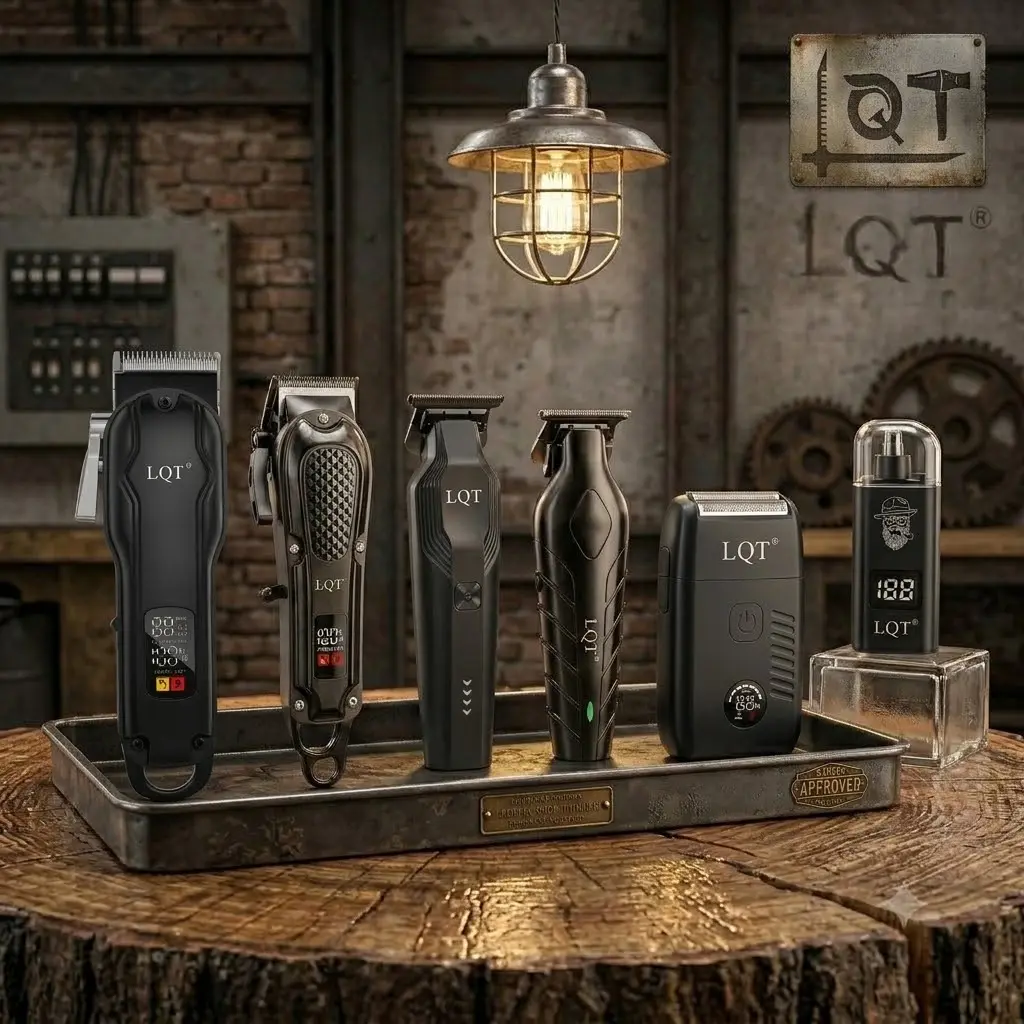 LQT 6-in-1 Adjustable Barber Kit for Men, Cordless Hair Clippers for Styling & Face Shaving, Rechargeable with Batteries & LED Display, Professional Hair Care Gift Set, Graffiti, Barber Equipment