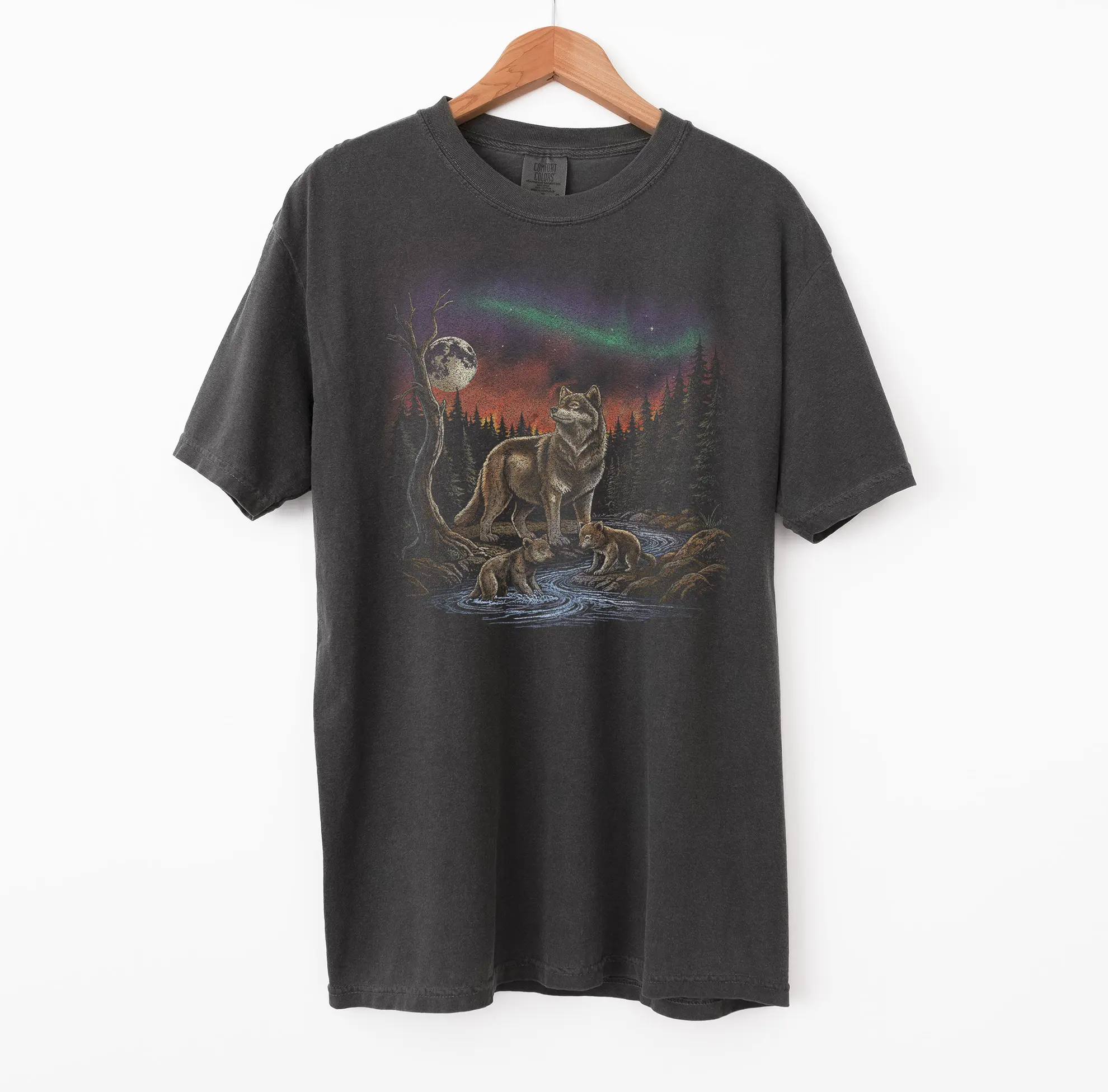 Sunrise Wolf Pack Comfort Colors Tshirt, Alpha Wolf Vintage Graphic Tee, Cute Outdoor Lover Shirts