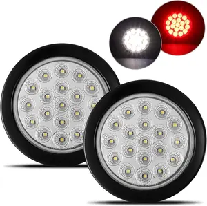 Partsam 4 Inch Round Red Tail Lights and White Backup Lights Kit 2Pcs