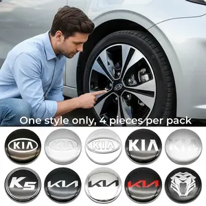 Kia Car Wheel Center Cap 4-Piece Set, Universal Fit, Exclusive Brand Style Accessory, Durable Automotive Decoration Part, Enhances Vehicle Aesthetics, Car Accessories