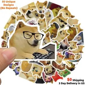 50PCS Funny Doge Stickers - what the dog doing Meme Vinyl Waterproof Decals for Kindle, Laptop, Hydro Flask, Phone Case - Sarcastic Internet Dog Humor Gift for Teens, Gen Z & Fans - High Quality Doge Meme Sticker Pack for Water Bottles, Luggage, F