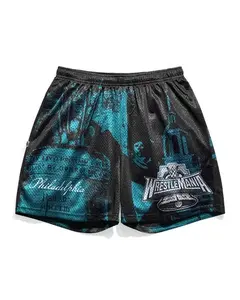 WWE Men Shorts Philadelphia WrestleMania Graphic Print Street Style Summer Gym Athletic WWE Casual Loose Fit Comfortable Sports Training Workout Active Wear
