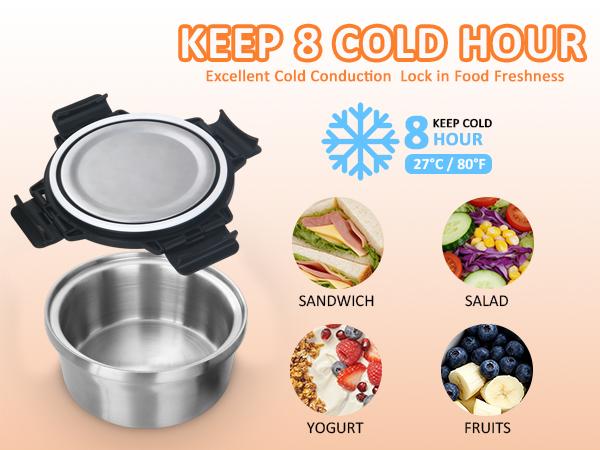28oz Double Wall Vacuum Insulated Anti-Stain Stainless Steel Thermal Lunch Box - 800ml Leakproof Airtight Round Bowl, Compact Multifunctional Dishwasher Safe Container for Packing Lunch for My Kid, Office/Travel