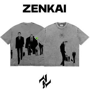 Chrollo Lucilfer & The Phantom Troupe Hunter x Hunter Graphic Tee Double Sided Print Oversized Acid-Washed Heavyweight Cotton T-Shirt – Unisex Anime Manga Tee, Perfect Gift for Anime Fans and Lovers Menswear Tops