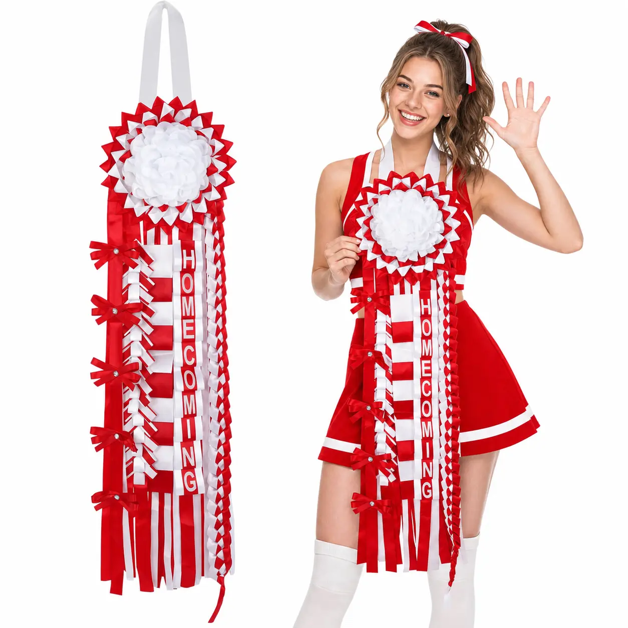 Homecoming Mum Braid Set, Handmade Ribbon Homecoming Mum Corsage For Back To School Week, Homecoming Dance, Football Cheerleading And School Spirit Gift