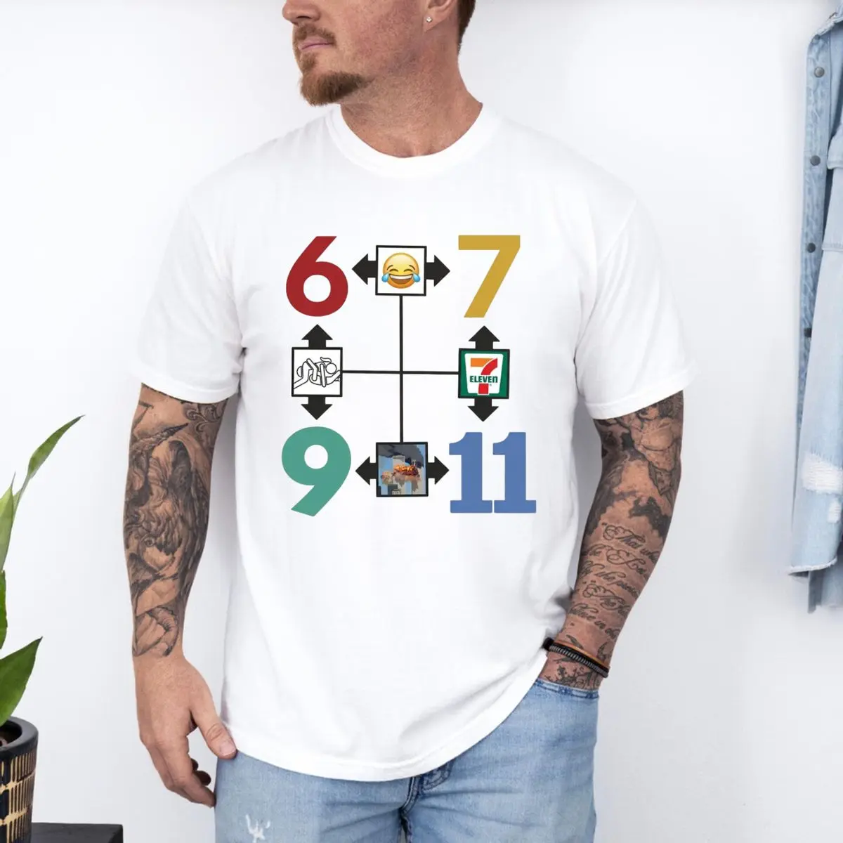 Funny 9 11 Meme Shirt For Men & Women, Seven Eleven Six Seven Graphic Tee, Viral Dark Humor T Shirt, Gen Z Joke Shirt, Unisex Short Sleeve Tee