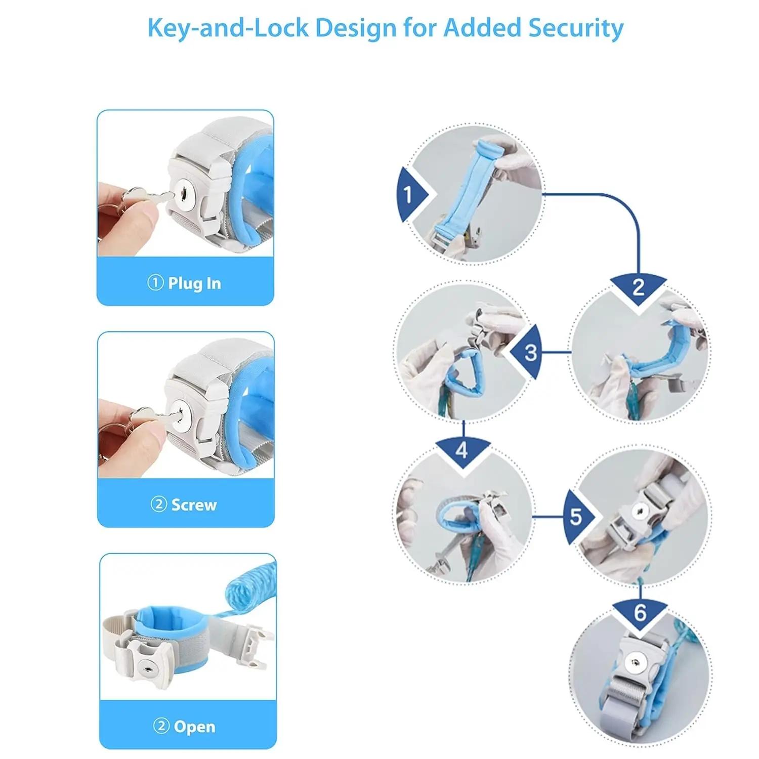 Anti-Lost Leash, Anti-Loss Wrist Strap, With Safety Belt and Key Chain, Rotating Headband Lock for Added Convenience and Safety, Outdoor Auxiliary Belt