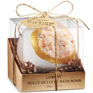 LoveryGifts Handmade Dulce De Leche Bath Ball - 7oz Body Care Spa Fizzy Caffeine Cocoa