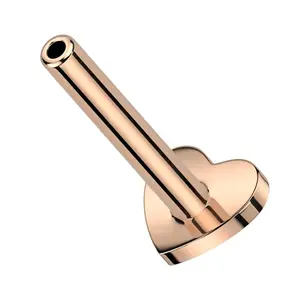 Rose Gold PVD Heart Internally Threaded Titanium Flat Back Labret (Post Only)
