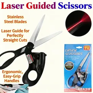 Laser Guided Household Scissors，No More Crooked Cuts! Laser Guided Infrared Straight Line Household Scissors