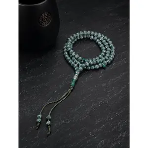Chinese Style Dark Green Pattern Tasbih | Minimalist Zen Middle Eastern Prayer Beads