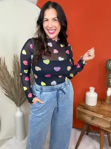 Candy Hearts Mesh Top