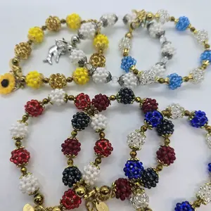 Orishas Personalized Bracelet with Czech Beads, Hermit Crab Closures, and Clay Beads - Customizable Design, Exquisite Flower Design, Elegant Minimalist Bangle