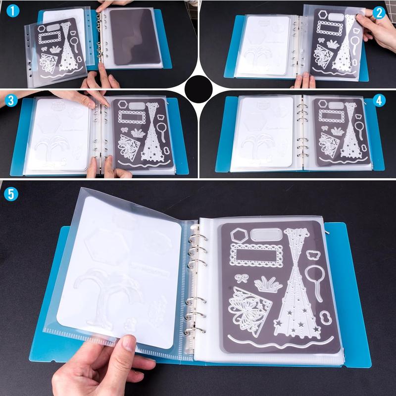 12 count  Sheets for  Storage with 1 Binder Cover,  and  Storage Pockets  Cut Storage for Card Making Supplies(0.8 mm Thickness, Blue)