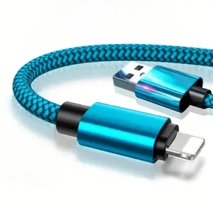 Durable & Flexible Nylon Lightning Connector Cable, Long High-speed Charging & USB Charging Data Cable, Phone Accessories Compatible with iPhone Series