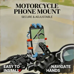 Motorcycle Wireless Charging Phone Mount – 8-Claw Shockproof Grip, 360° Adjustable Anti-Vibration Navigation Holder for Handlebar & Mirror Stem | Universal Fit for Motorcycle, E-Bike & Scooter | Essential Outdoor Riding Gear