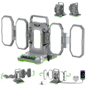 Azocek 10,000LM Portable LED Work Light for Dewalt 20V Battery, 4-Panel Foldable Job Site Light Tower with Detachable Magnetic Mini Light, 5 Color Temps Cordless Floodlight [Battery Not Included]