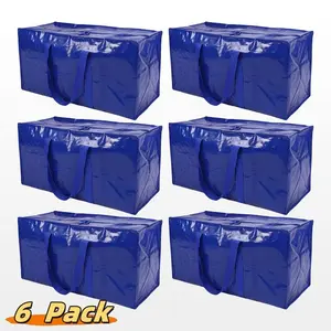 24 Gallon Extra Large Heavy Duty Foldable Moving Bags with Carrying Handles, Zippers & Tag Pocket, Waterproof Storage Organizer, Reusable Space Saving Tote for Moving, Travel, College Dorm, Camping & Clothes Storage, father's day gift