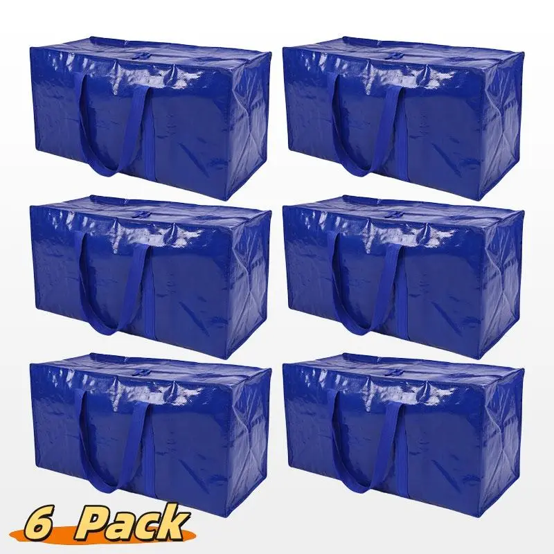 24 Gallon Extra Large Heavy Duty Foldable Moving Bags with Carrying Handles, Zippers & Tag Pocket, Waterproof Storage Organizer, Reusable Space Saving Tote for Moving, Travel, College Dorm, Camping & Clothes Storage, father's day gift