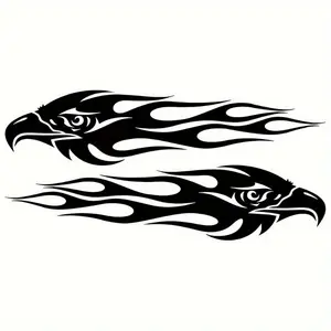 1 Pair Muchkey Eagle Flame Vinyl Decals - Vibrant Multi-Color Car & Motorcycle Body Stickers, Easy to Apply with Self-Adhesive Backing, Durable & Fade-Resistant, Perfect for Vehicle Customization and Decoration, 7.87x1.85inch, Car Stickers